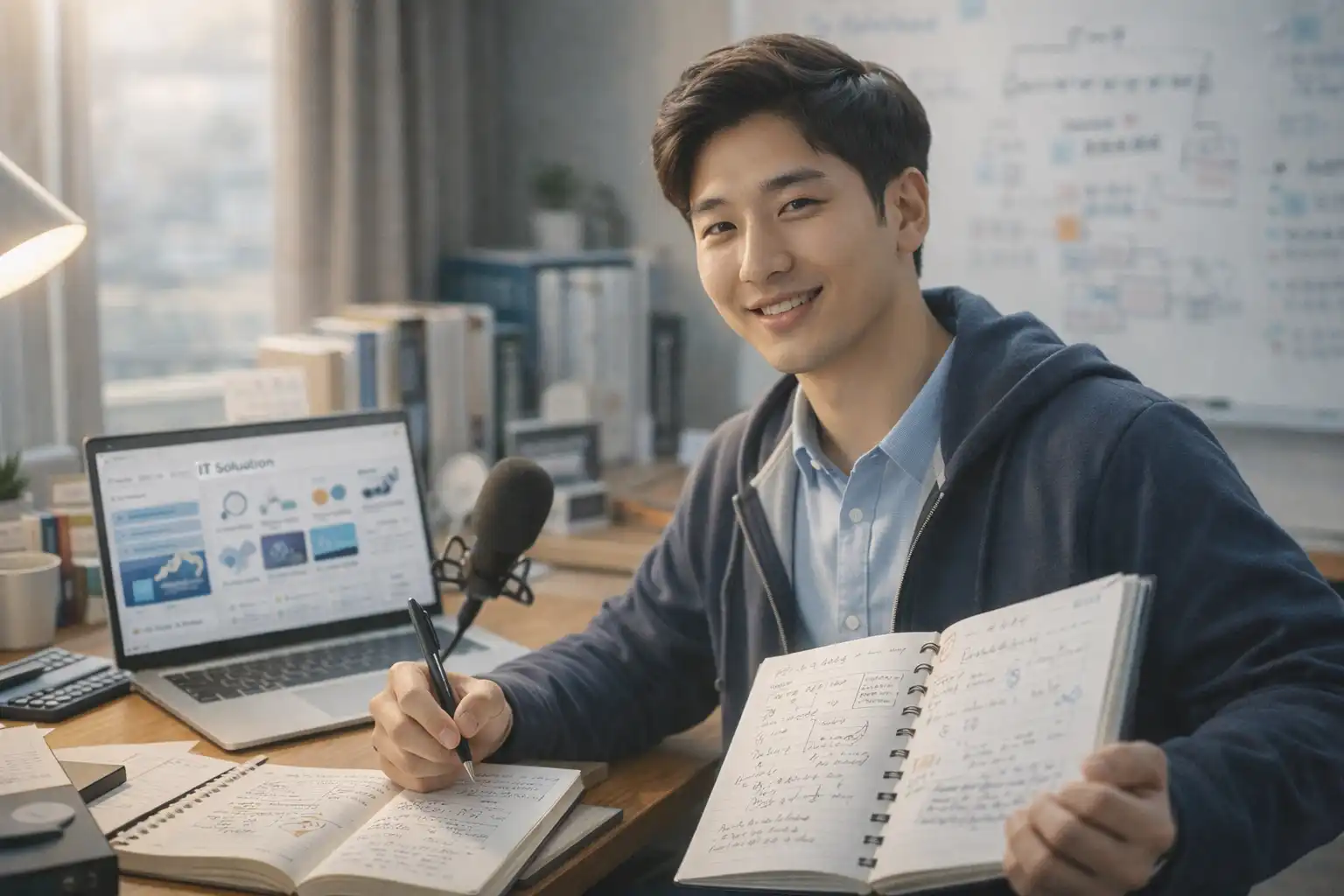 이 사진은 제가 배운 것을 쌓아두는 데서 그치지 않고, 정리해 나누며 선한 영향력을 만들고 싶다는 꿈을 상징합니다. 정확한 정보와 경험을 바탕으로, 누군가에게 기준이 되어줄 수 있는 사람이 되고자 하는 저의 현재와 미래를 함께 담았습니다.